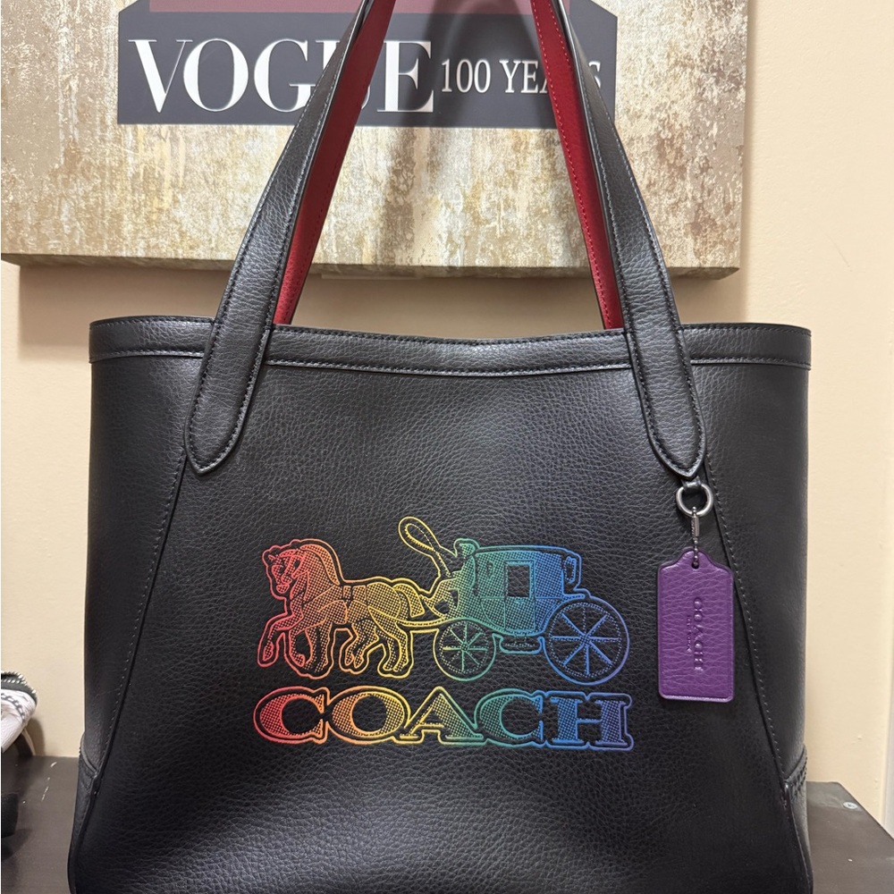 Coach Tote 27 Embossed Rainbow Ombré
